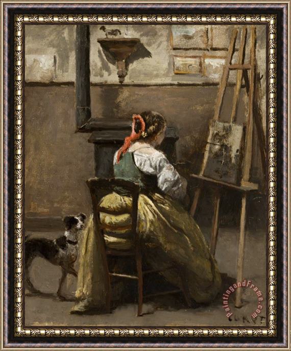 Jean Baptiste Camille Corot The Artist's Studio Framed Print