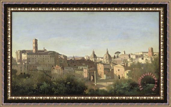 Jean Baptiste Camille Corot The Forum seen from the Farnese Gardens Framed Painting