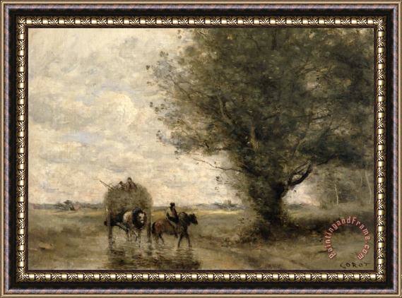 Jean Baptiste Camille Corot The Haycart Framed Print
