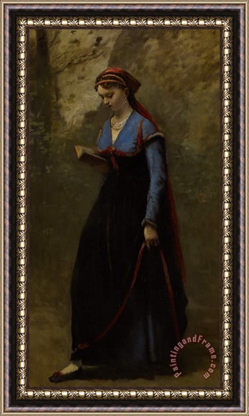 Jean Baptiste Camille Corot The Reader Framed Print
