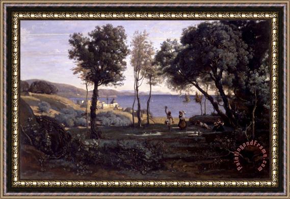 Jean Baptiste Camille Corot View Near Naples Framed Painting