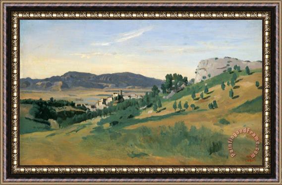 Jean Baptiste Camille Corot View of Olevano Framed Painting