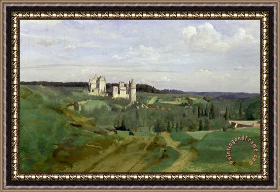 Jean Baptiste Camille Corot View of the Chateau de Pierrefonds Framed Painting