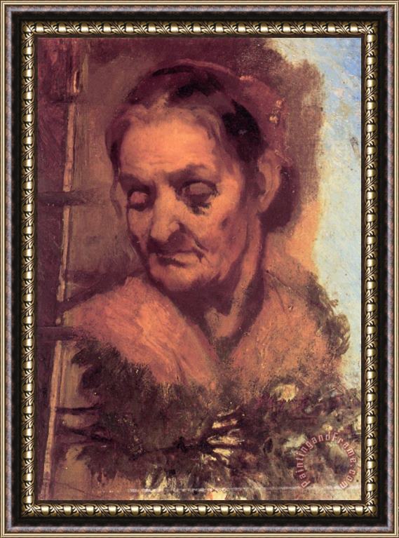 Jean Baptiste Carpeaux Portrait of an Old Woman Framed Painting