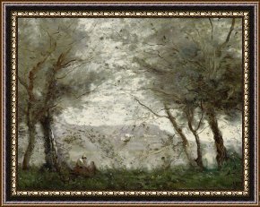 A Pond in The Morvan Framed Prints - The Pond by Jean Baptiste Corot
