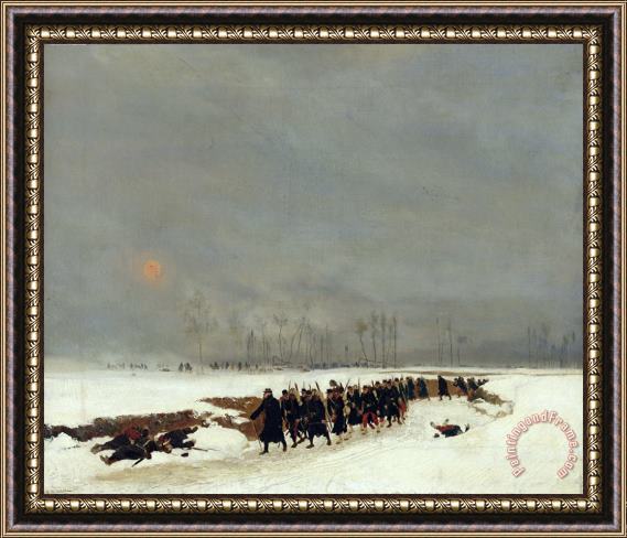 Jean Baptiste Edouard Detaille The War of 1870 An Infantry Column on their Way to a Raid Framed Painting