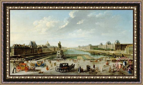 Jean-Baptiste Raguenet A View of Paris From The Pont Neuf Framed Painting
