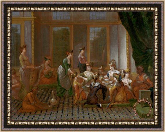 Jean Baptiste Vanmour Banquet of Distinguished Turkish Women Framed Painting