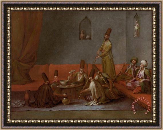 Jean Baptiste Vanmour Dervishes Sharing a Meal Framed Painting