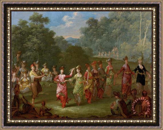 Jean Baptiste Vanmour Greek Men And Women Dancing The Khorra Framed Print