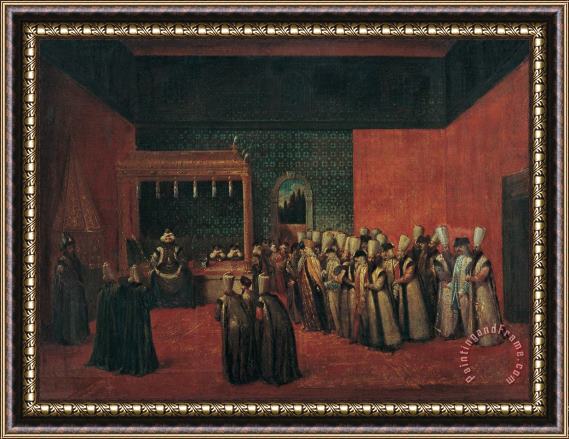 Jean Baptiste Vanmour Sultan Ahmet III Receiving a European Ambassador Framed Print