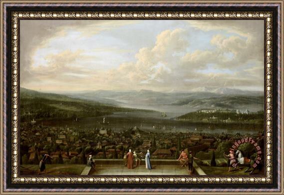 Jean Baptiste Vanmour View of Istanbul From The Dutch Embassy at Pera Framed Print