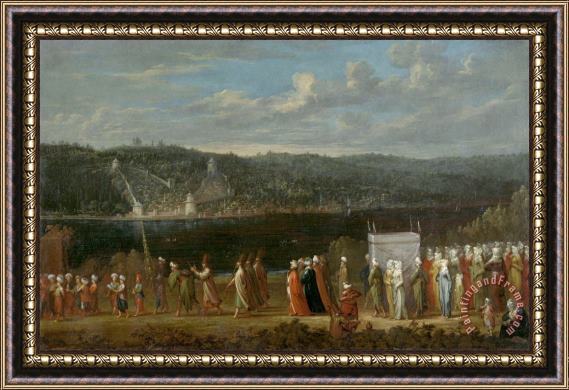 Jean Baptiste Vanmour Wedding Procession on The Bosphorus Framed Painting