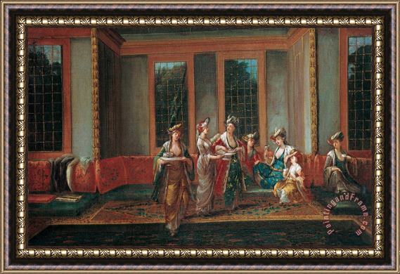 Jean Baptiste Vanmour Women Drinking Coffee Framed Painting