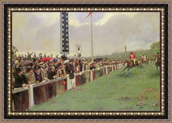 Jean Beraud The Course At Longchamps Framed Painting