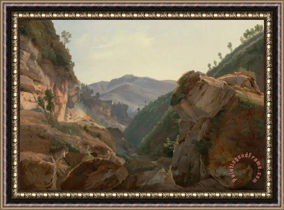 Jean Charles Joseph Remond Mountain Landscape with Road to Naples Framed Painting