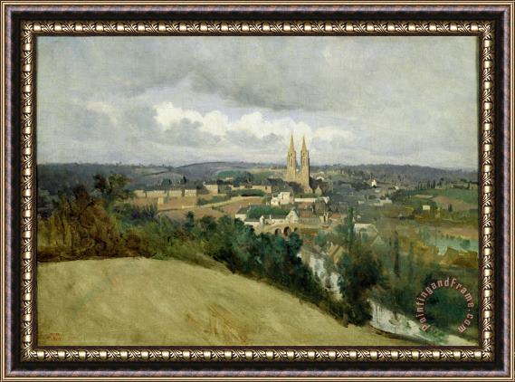Jean Corot General View of the Town of Saint Lo Framed Print
