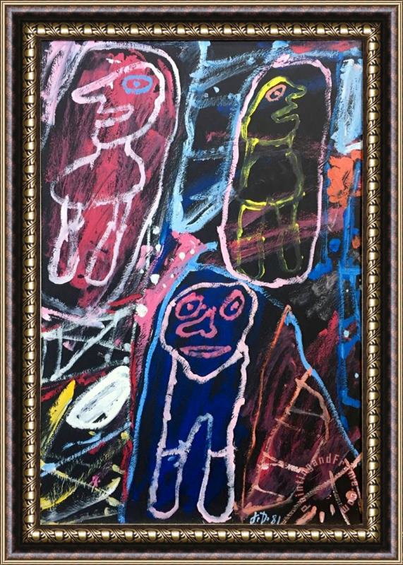 Jean Dubuffet Site Avec 3 Personnages I, 1981 Framed Print