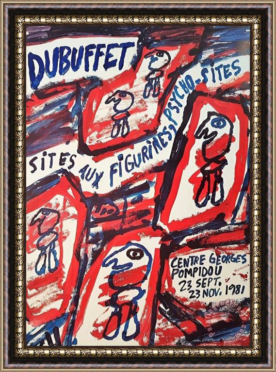 Jean Dubuffet Sites Aux Figurines, Psycho Sites, 1981 Framed Painting