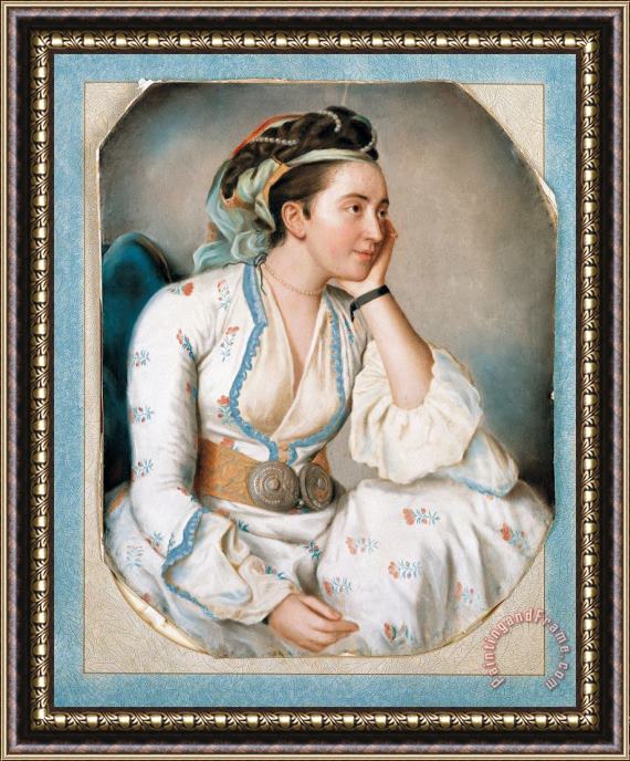 Jean-Etienne Liotard A Woman in Turkish Dress Framed Painting