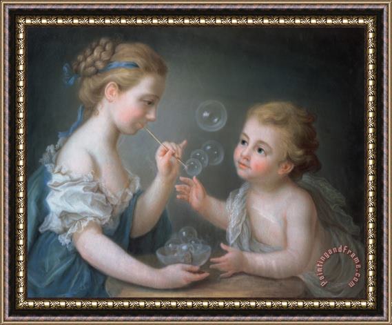Jean-Etienne Liotard Children blowing bubbles Framed Print
