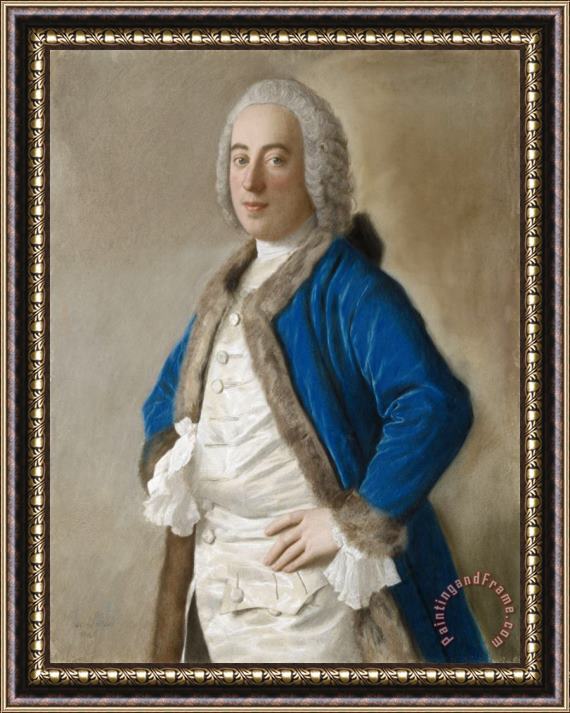 Jean-Etienne Liotard Portret Van Joseph Bouer, Koopman Te Genua Framed Painting