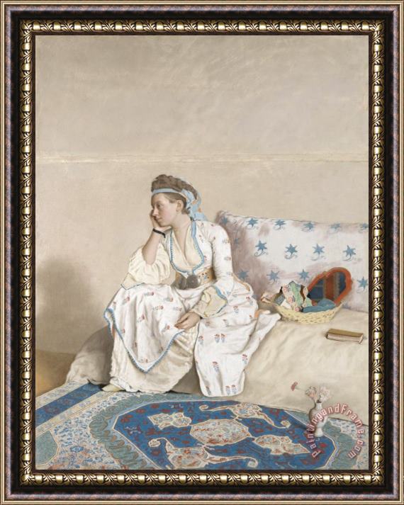 Jean-Etienne Liotard Portret Van Marie Fargues, Echtgenote Van De Kunstenaar, in Turks Kostuum Framed Painting