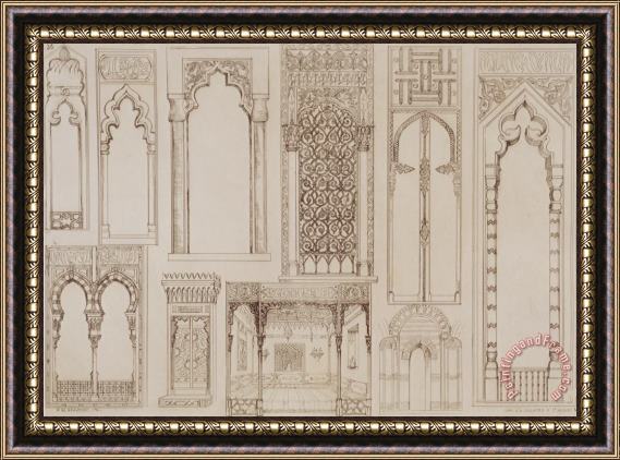 Jean Francois Albanis de Beaumont Islamic And Moorish Design For Shutters And Divans Framed Painting