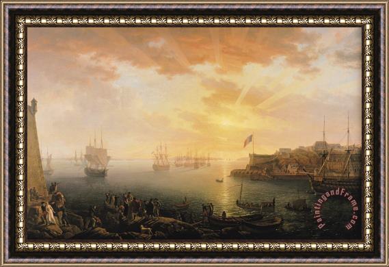 Jean Francois Hue View of Brest Harbor Framed Print