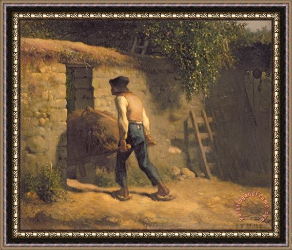 Jean-Francois Millet Peasant with a Wheelbarrow Framed Print