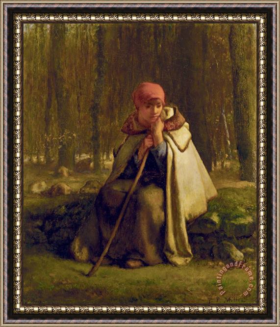 Jean-Francois Millet Seated Shepherdess Framed Painting