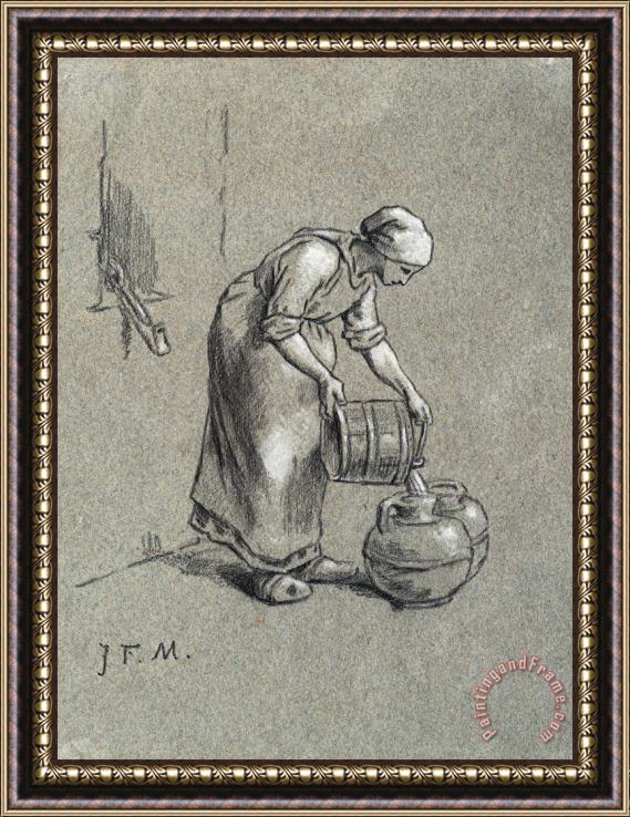 Jean-Francois Millet Woman at a Well Framed Painting