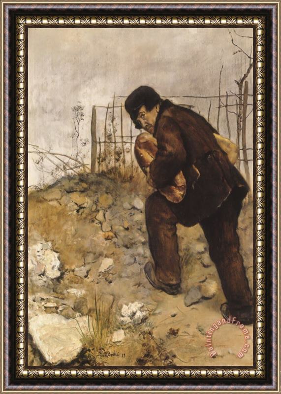 Jean Francois Raffaelli Man with Two Loaves of Bread Framed Painting
