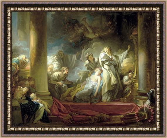 Jean Honore Fragonard El Sacrificio De Caliroe Framed Painting