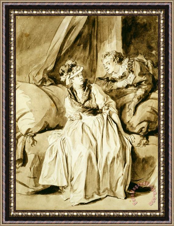 Jean Honore Fragonard The Letter Or The Spanish Conversation Framed Painting