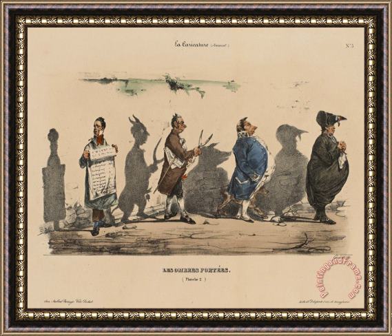 Jean Ignace Isidore Gerard  La Caricature; Les Ombres Portees, No. 5 Framed Painting