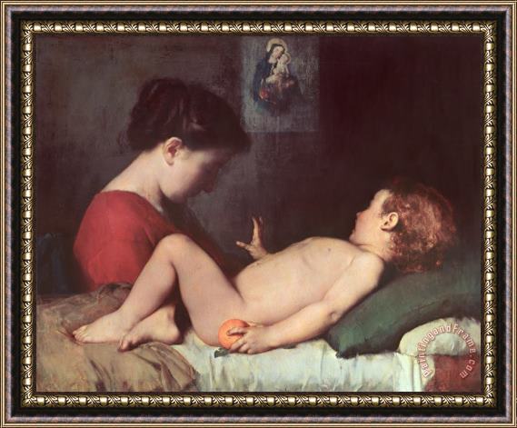 Jean-Jacques Henner The Awakening Child Framed Painting