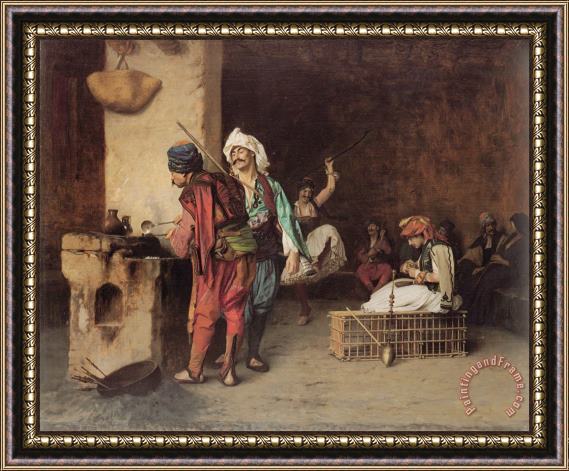 Jean Leon Gerome A Cafe in Cairo Framed Painting
