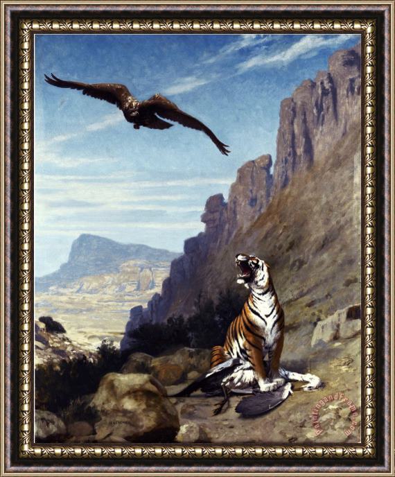 Jean Leon Gerome Tiger And Vulture Framed Painting