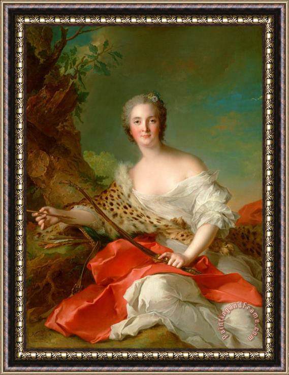 Jean Marc Nattier Portrait of Constance Gabrielle Magdeleine Bonnier De La Mosson As Diana Framed Painting