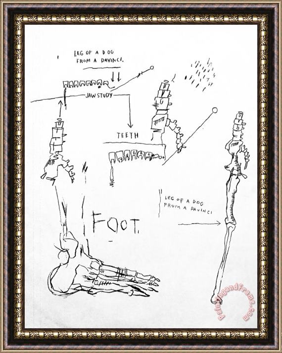 Jean-michel Basquiat Leg of a Dog, From Da Vinci, 1983 Framed Painting