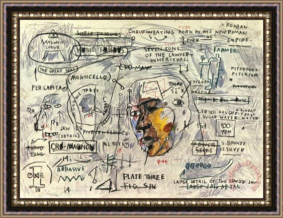 Jean-michel Basquiat Monticello, 1983 Framed Painting