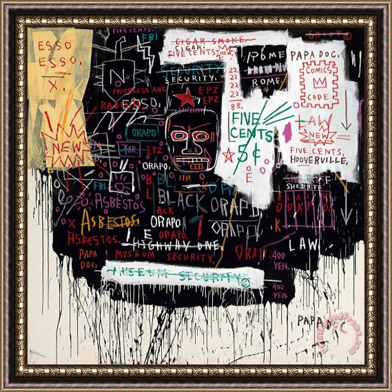 Jean-michel Basquiat Museum Security (broadway Meltdown), 1983 Framed Painting