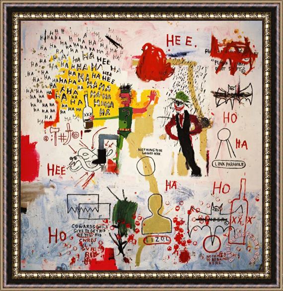 Jean-michel Basquiat Riddle Me This Batman Framed Painting