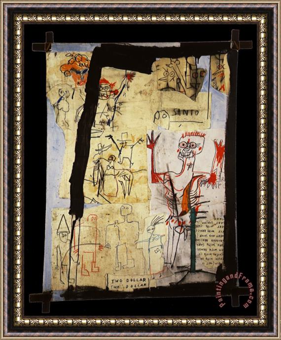 Jean-michel Basquiat Santo Versus Second Avenue Framed Painting
