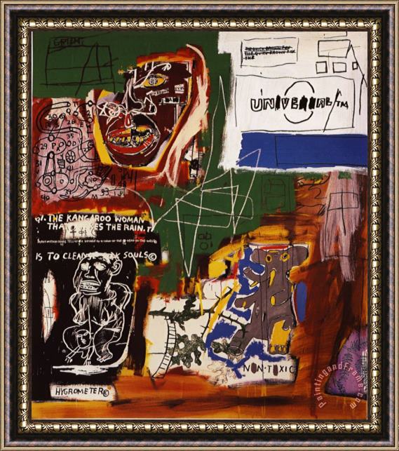 Jean-michel Basquiat Sienna Framed Painting