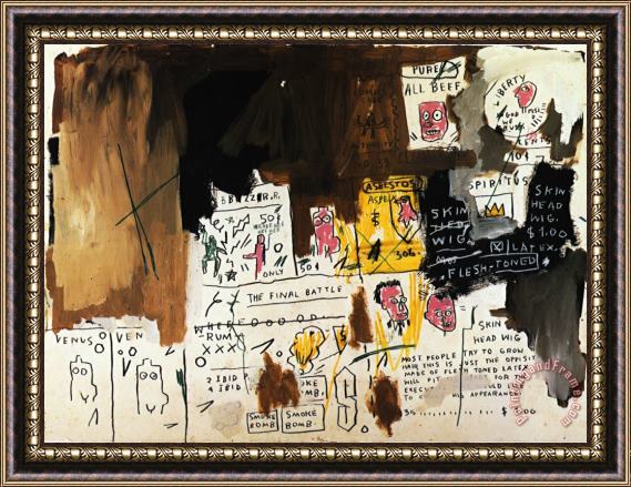 Jean-michel Basquiat Skin Head Wig Framed Painting