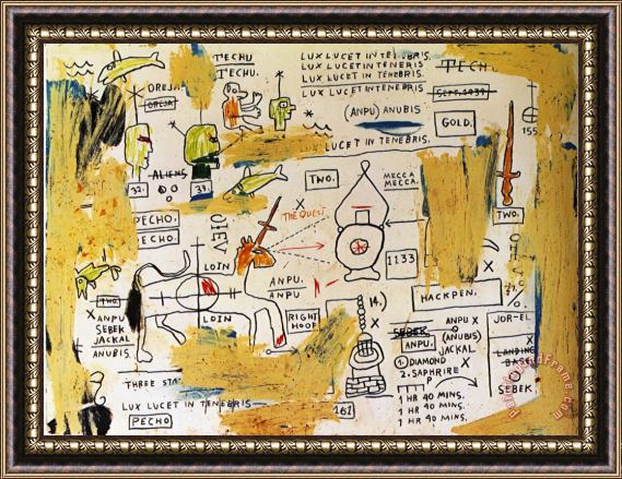 Jean-michel Basquiat Techu Anpu Framed Painting