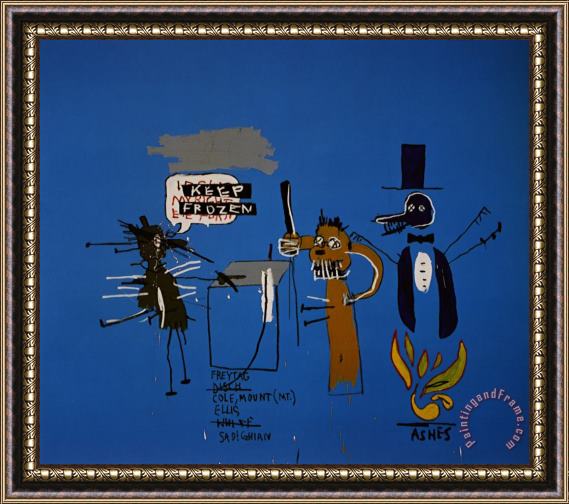 Jean-michel Basquiat The Dingoes That Park Their Brains with Their Gum Framed Painting