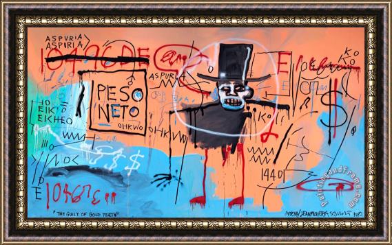 Jean-michel Basquiat The Guilt of Gold Teeth, 1982 Framed Painting